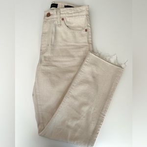 NWOT Banana Republic High Rise Straight Ivory Off White Cream Pants Raw Hem 27
